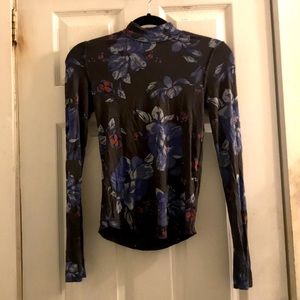 Free People Floral Turtleneck
